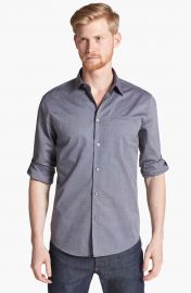 John Varvatos Collection Slim Fit Cotton Woven Shirt in Thunder at Nordstrom