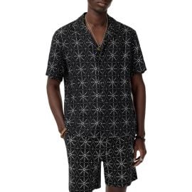 John Varvatos Dan Geometric Linen Camp Shirt at Nordstrom