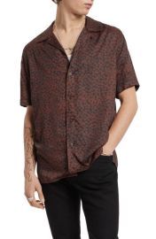 John Varvatos Danny Print Short Sleeve Camp Shirt at Nordstrom