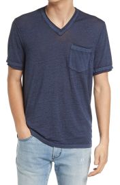 John Varvatos Davis V-Neck Burnout Cotton Blend T-Shirt in Light Olive  at Nordstrom