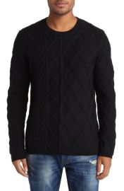 John Varvatos Dotel Mixed Cable Crewneck Sweater at Nordstrom