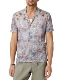 John Varvatos Espino Linen Printed Camp Shirt Bloomingdales at Bloomingdales