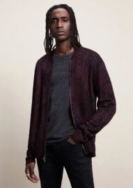 John Varvatos Flocked Baseball Sweater Jacket at John Varvatos