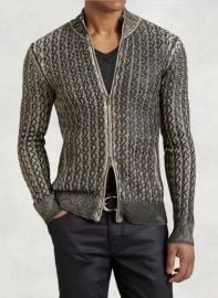 John Varvatos Foil Cable Full Zip Cardigan Sweater Mens Size L eBay at eBay