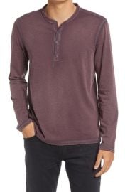 John Varvatos Hawke Pigment Rub Henley Shirt in Dark Plum at Nordstrom