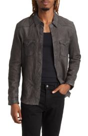 John Varvatos Mason Sheepskin Leather Western Shirt Jacket at Nordstrom