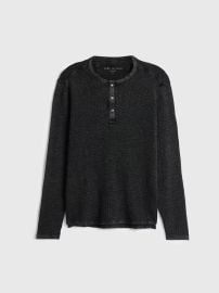 John Varvatos Memphis Waffle Long Sleeve Henley in Black at John Varvatos