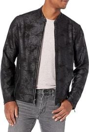 John Varvatos Men39s CORTLANDT Regular FIT Baseball Jacket with FOIL PRNIT Black XL at Mens Clothing store at Amazon