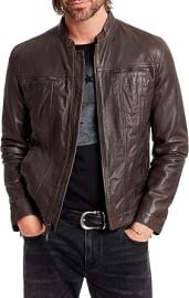 John Varvatos Menx27s Brando Leather Jacket at Mens Clothing store at Amazon