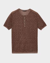 John Varvatos Menx27s Cabras Wool Henley Short-Sleeve Sweater at Neiman Marcus