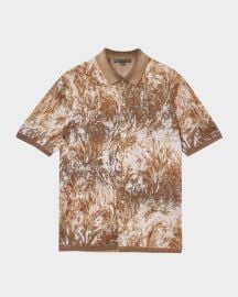 John Varvatos Menx27s Demonte Palm Jacquard Short-Sleeve Shirt at Neiman Marcus