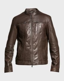 John Varvatos Menx27s Lambskin Leather Jacket at Neiman Marcus