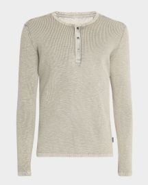 John Varvatos Menx27s Memphis Waffle Henley Shirt at Neiman Marcus