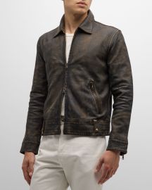 John Varvatos Menx27s Sorcha Heritage Sheepskin Blouson Jacket at Neiman Marcus