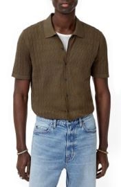 John Varvatos Moore Short Sleeve Organic Cotton Sweater at Nordstrom