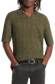 John Varvatos Odin Short Sleeve Textured Linen Sweater at Nordstrom