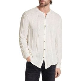 John Varvatos Regular Fit Linen Band Collar Shirt at Nordstrom