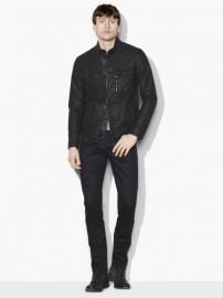 John Varvatos Resin Coated Moto Jacket at John Varvatos