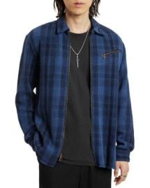 John Varvatos Robbins Yarn Dyed Zip Front Overshirt Bloomingdales at Bloomingdales