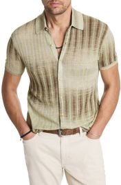 John Varvatos Santiago Short Sleeve Button-Up Sweater at Nordstrom