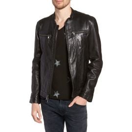 John Varvatos Star USA Band Collar Leather Jacket at Nordstrom