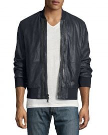 John Varvatos Star USA Burnished Leather Bomber Jacket at Neiman Marcus