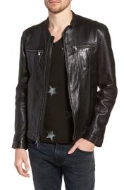 John Varvatos Star USA John Varvatos Regular Fit Leather Jacket in Black at Nordstrom