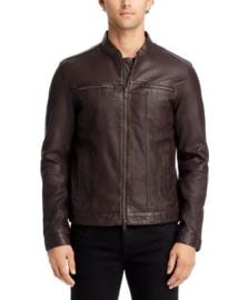 John Varvatos Star USA Leather Band Collar Moto Jacket Bloomingdales at Bloomingdales