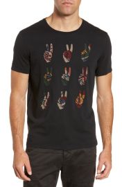 John Varvatos Star USA Peace Hand Embroidered T-Shirt in Black at Nordstrom