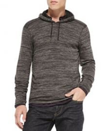 John Varvatos Star USA Raw Edge Cut-Print Pullover Hoodie Gray at Neiman Marcus