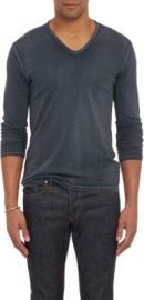 John Varvatos Star USA Reverse-Print Long-Sleeve V-neck T-shirt at Barneys