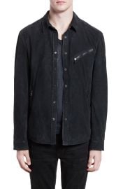 John Varvatos Suede Shirt Jacket in Midnight  at Nordstrom