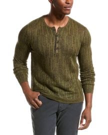 John Varvatos William Slim Fit Linen-blend Henley ShopSimon at Shop Simon