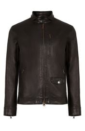 John Varvatos York Slim Fit Leather Jacket at Nordstrom