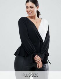 John Zack Plus Wrap Front Blouse at asos com at Asos