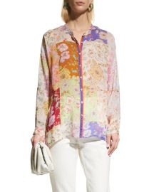 Johnny Was Cosmo Lauren Floral-Print Patchwork Blouse at Neiman Marcus