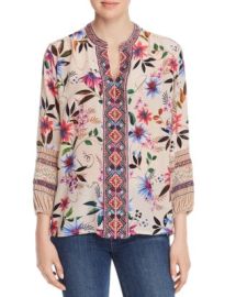 Johnny Was Paris Silk Embroidered Trim Blouse Bloomingdales at Bloomingdales