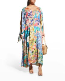 Johnny Was Plus Plus Size Gracie Long Printed Coverup Dress at Neiman Marcus