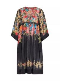 Johnny Was Royal Floral Cotton Silk Coverup at Saks Fifth Avenue