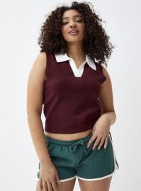 Johnny collar Sleeveless Sweater Sports Club In Burgundy at Simons