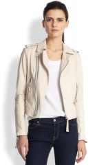 Joie - Ailey Leather Jacket in cream at Saks Fifth Avenue