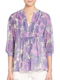 Joie - Datev Silk Floral-Print Blouse in Shadow at Saks Fifth Avenue