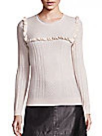 Joie - Flor Wool   Silk Mini Ruffle Cable-Knit Sweater at Saks Fifth Avenue