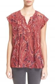 Joie   Matin  Flutter Sleeve  Paisley  Print Silk Blouse at Nordstrom