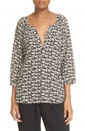 Joie  Coralee  Horse Print Silk Peasant Blouse at Nordstrom