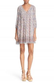 Joie  Foxley  Floral Print Silk Peasant Dress at Nordstrom