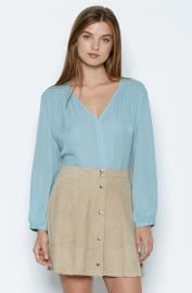 Joie  Leyva  Smocked Silk Blouse Blue at Nordstrom