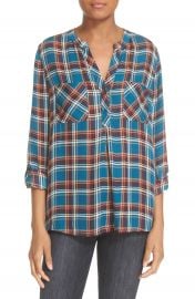 Joie  Nelia  Plaid Silk Top at Nordstrom