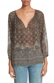 Joie  Tullis  Print Silk Peasant Top at Nordstrom