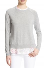 Joie  Zaan  Silk Detail Crewneck Sweater at Nordstrom